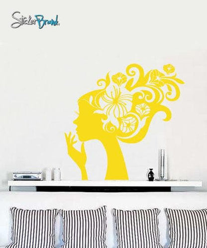 Flower Hair Girl Wall Decal Sticker. #470