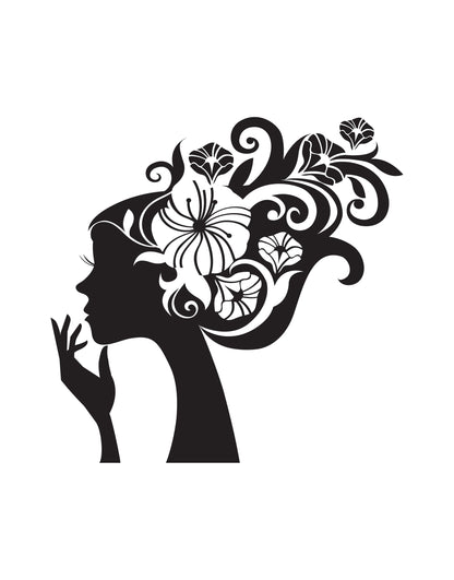 Flower Hair Girl Wall Decal Sticker. #470