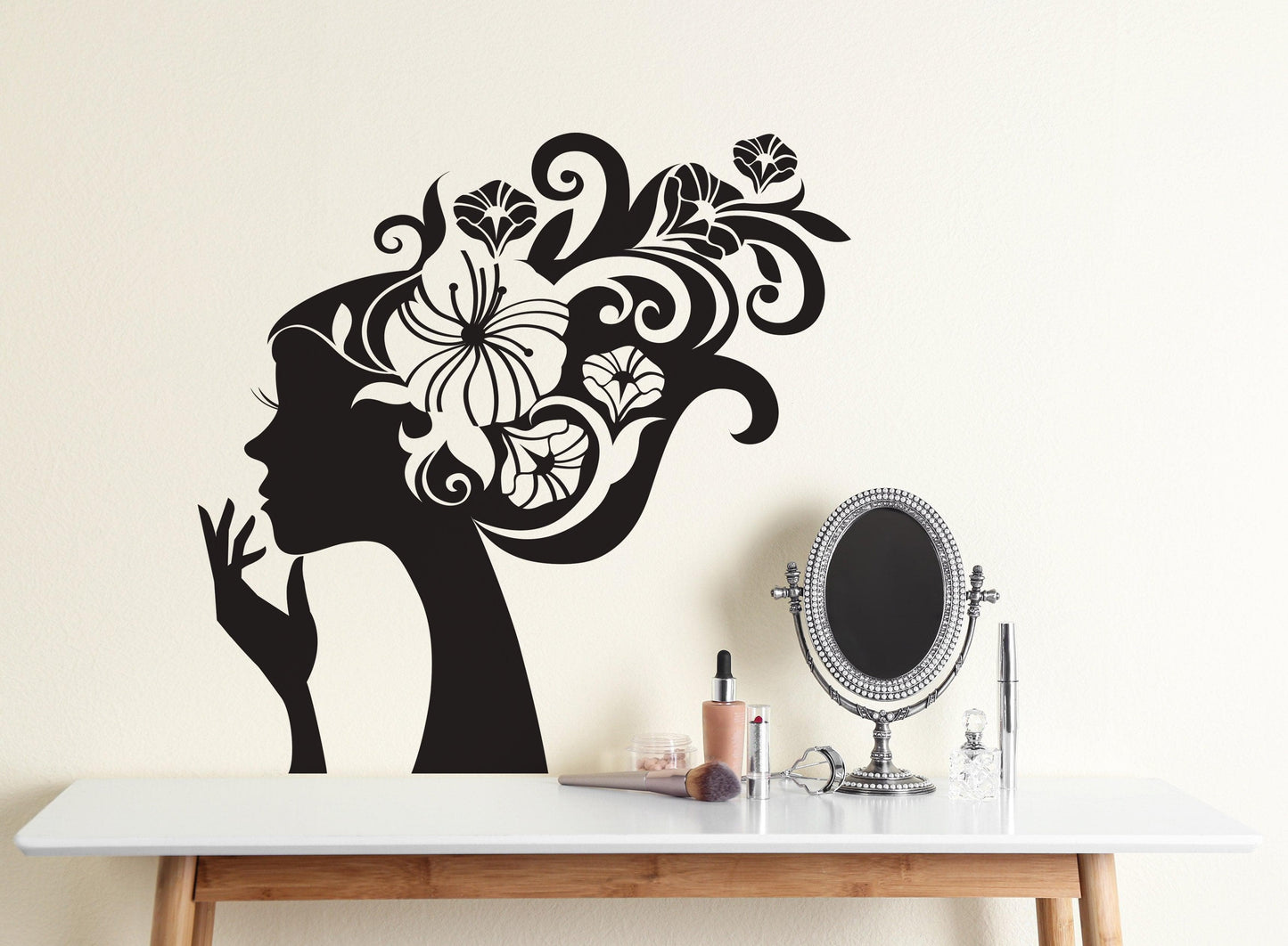 Flower Hair Girl Wall Decal Sticker. #470