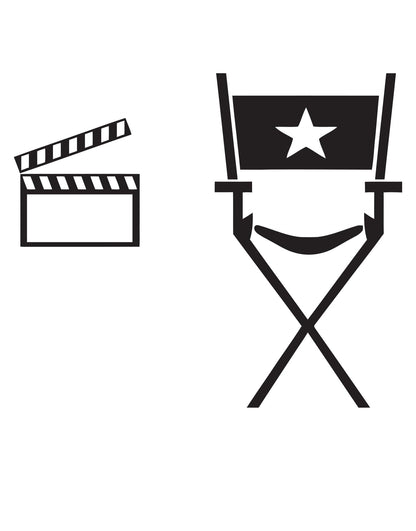 Director's chair and Movie clapboard Wall Decal. Man Cave Accessory. #479