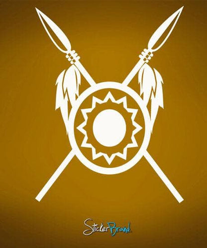 Vinyl Wall Decal Sticker Indian Tribe Spear Shield #487