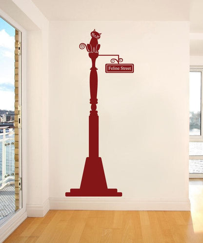 Cat on Lamp Post. Feline Street. Vinyl Wall Decal Sticker. #OS_DC260