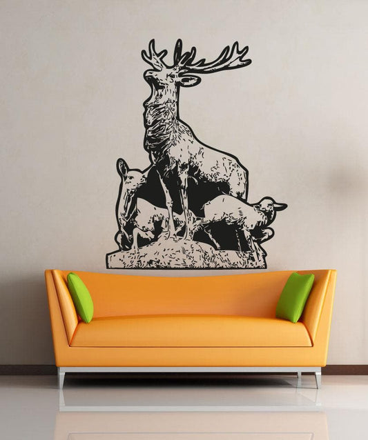 Vinyl Wall Decal Sticker Father Deer and Fawn #5046