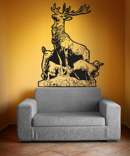 Vinyl Wall Decal Sticker Father Deer and Fawn #5046