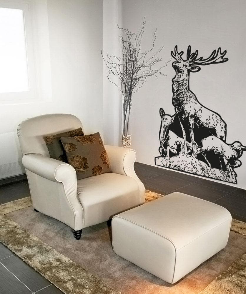 Vinyl Wall Decal Sticker Father Deer and Fawn #5046