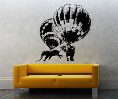 Vinyl Wall Decal Sticker Hot Air Balloon Elephants #5058