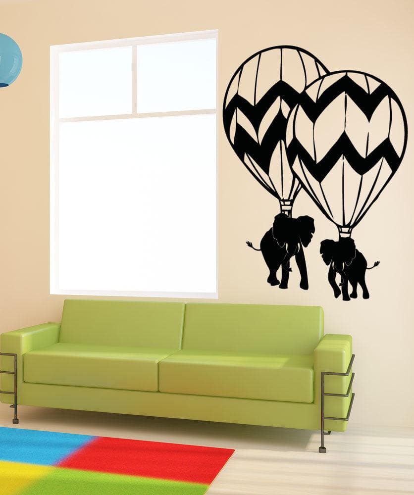 Vinyl Wall Decal Sticker Hot Air Balloon Elephant Duo #5060