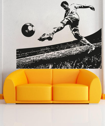 Vinyl Wall Decal Sticker Soccer Field Kick #5073