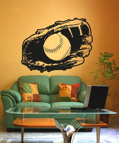 Vinyl Wall Decal Sticker Baseball in Glove #5096