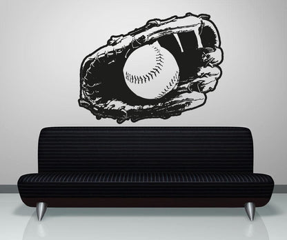 Vinyl Wall Decal Sticker Baseball in Glove #5096