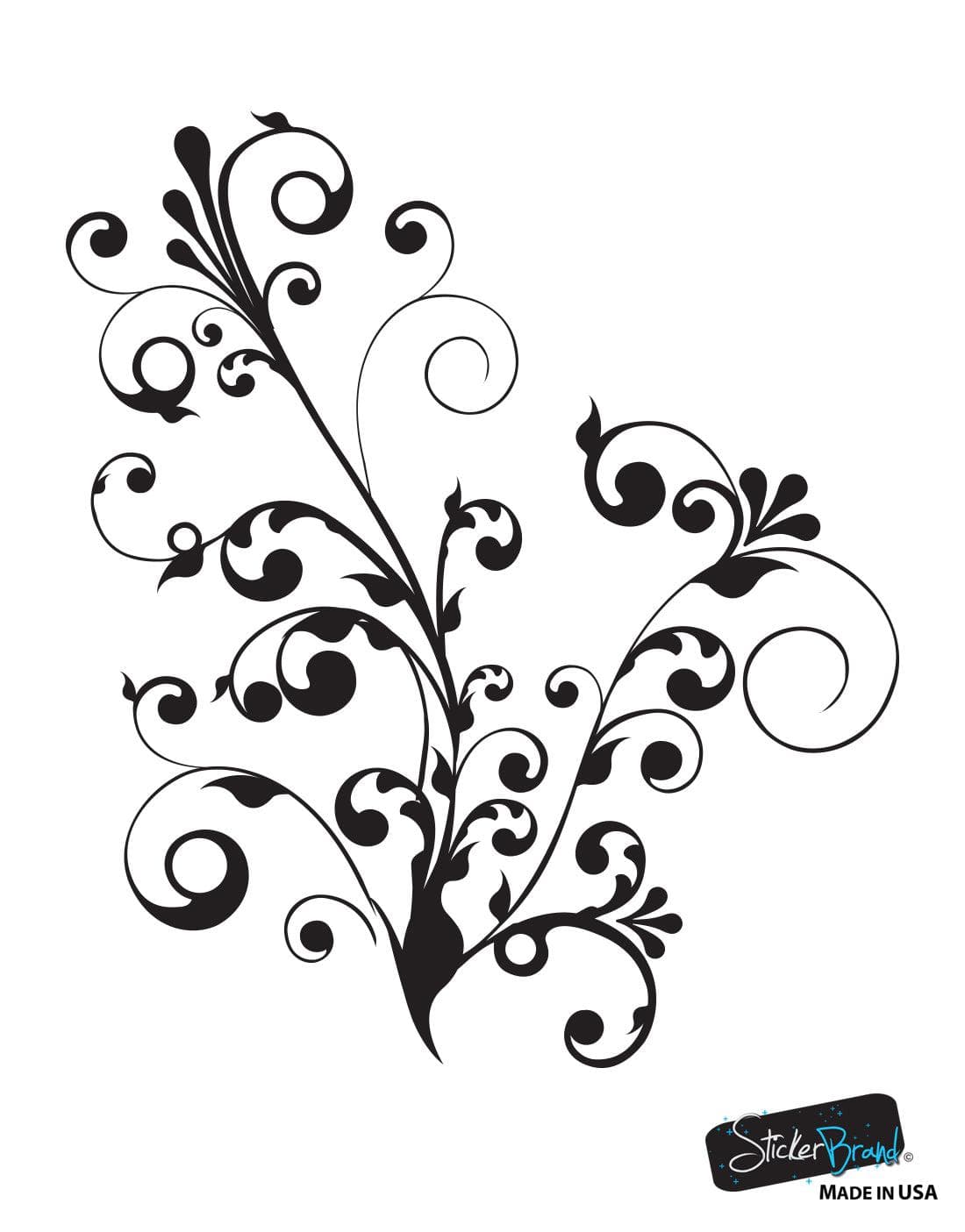 Swirl Floral Flower Wall Decal Decor Sticker #511
