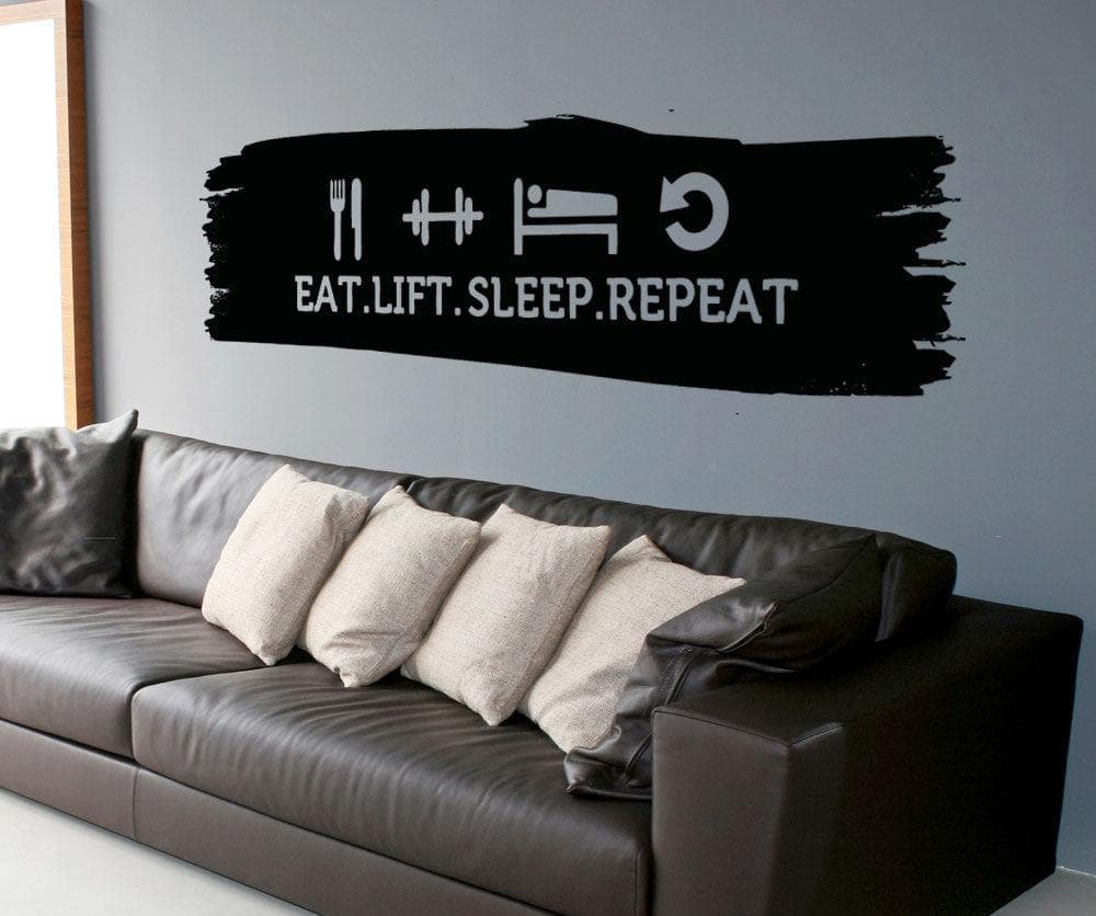 Eat Sleep Lift Repeat Wall Quote Decal. Perfect for the Gym. #5161
