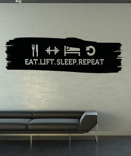 Eat Sleep Lift Repeat Wall Quote Decal. Perfect for the Gym. #5161