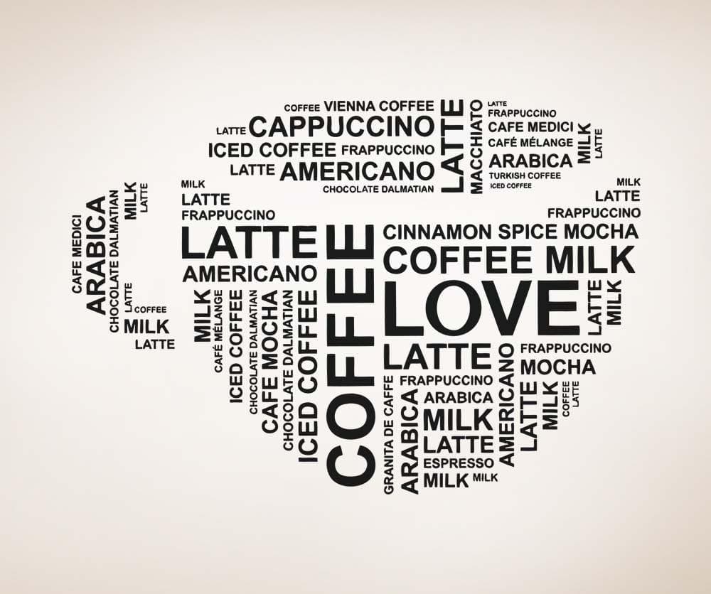 Vinyl Wall Decal Sticker Coffee Words Cup #5162