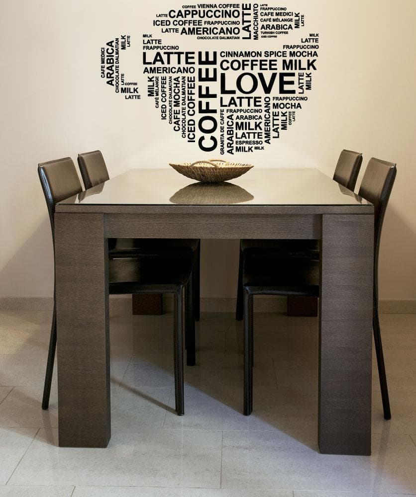 Vinyl Wall Decal Sticker Coffee Words Cup #5162