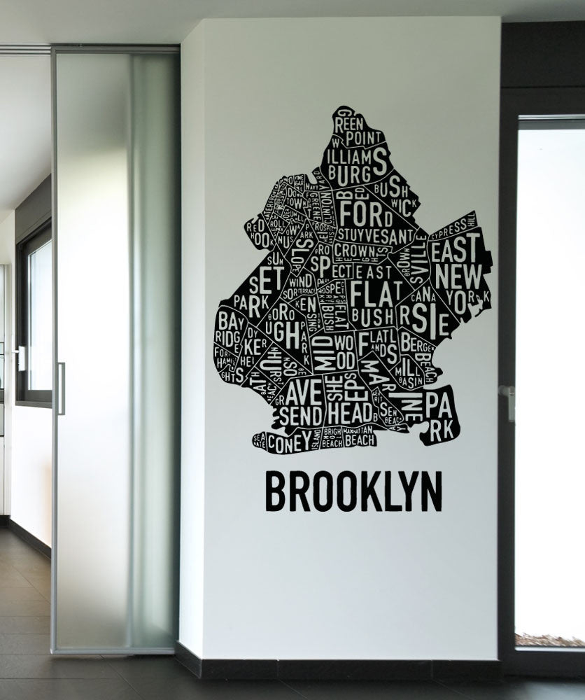 Brooklyn Neighborhood Map Wall Decal. #5215