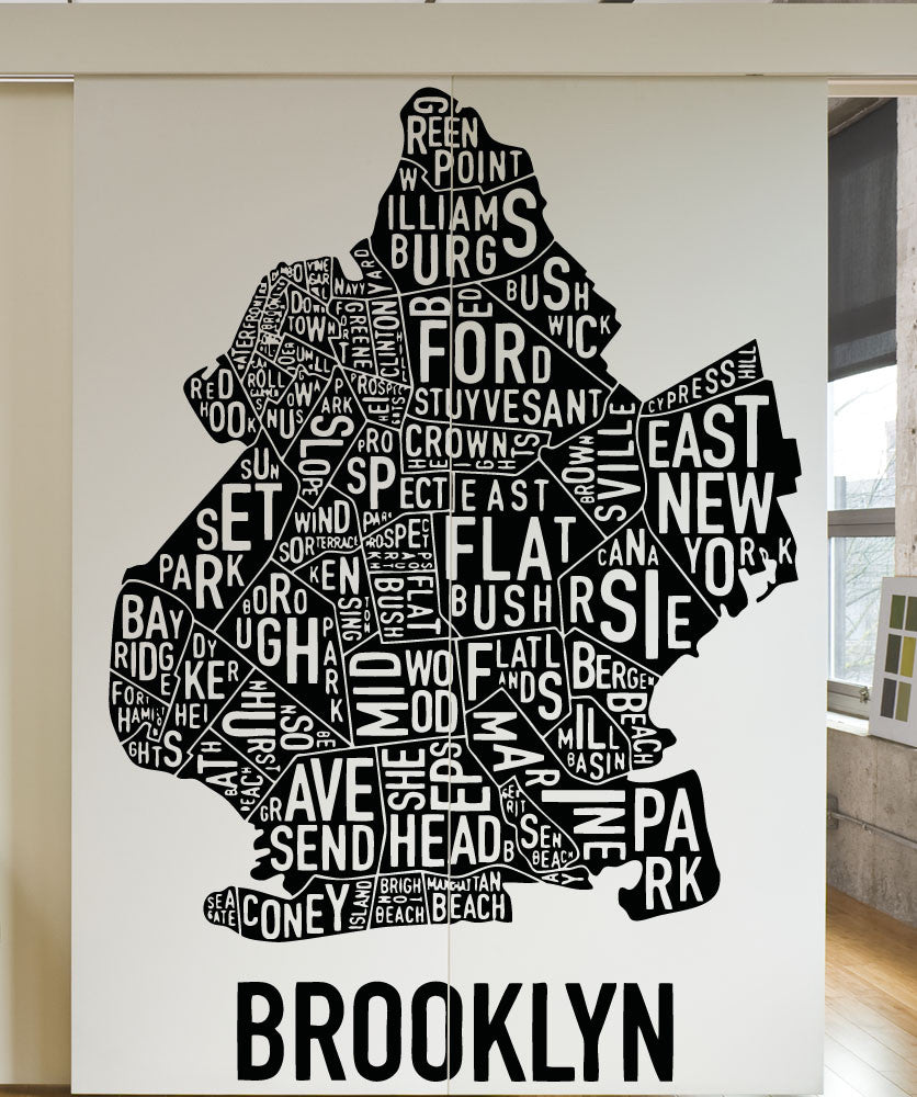 Brooklyn Neighborhood Map Wall Decal. #5215