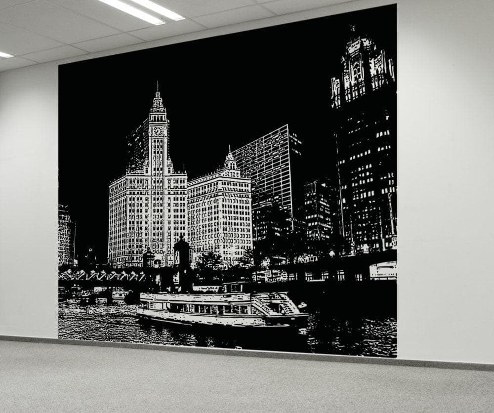 Vinyl Wall Decal Sticker Chicago River Ferry Scenery #5223