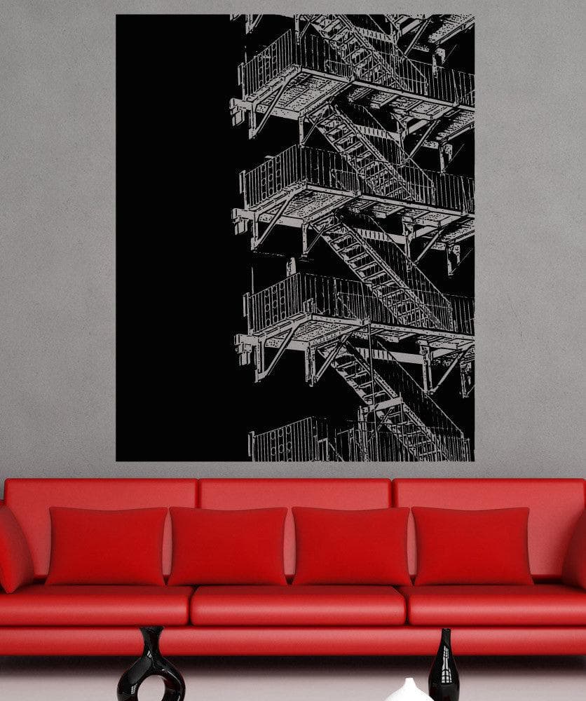 Vinyl Wall Decal Sticker Fire Escape Stairs #5231