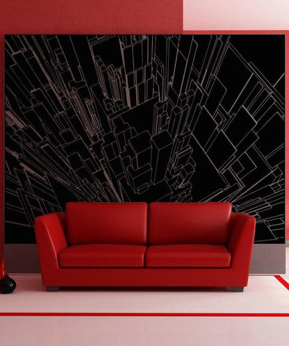 Vinyl Wall Decal Sticker Line Buildings Inverted #5256