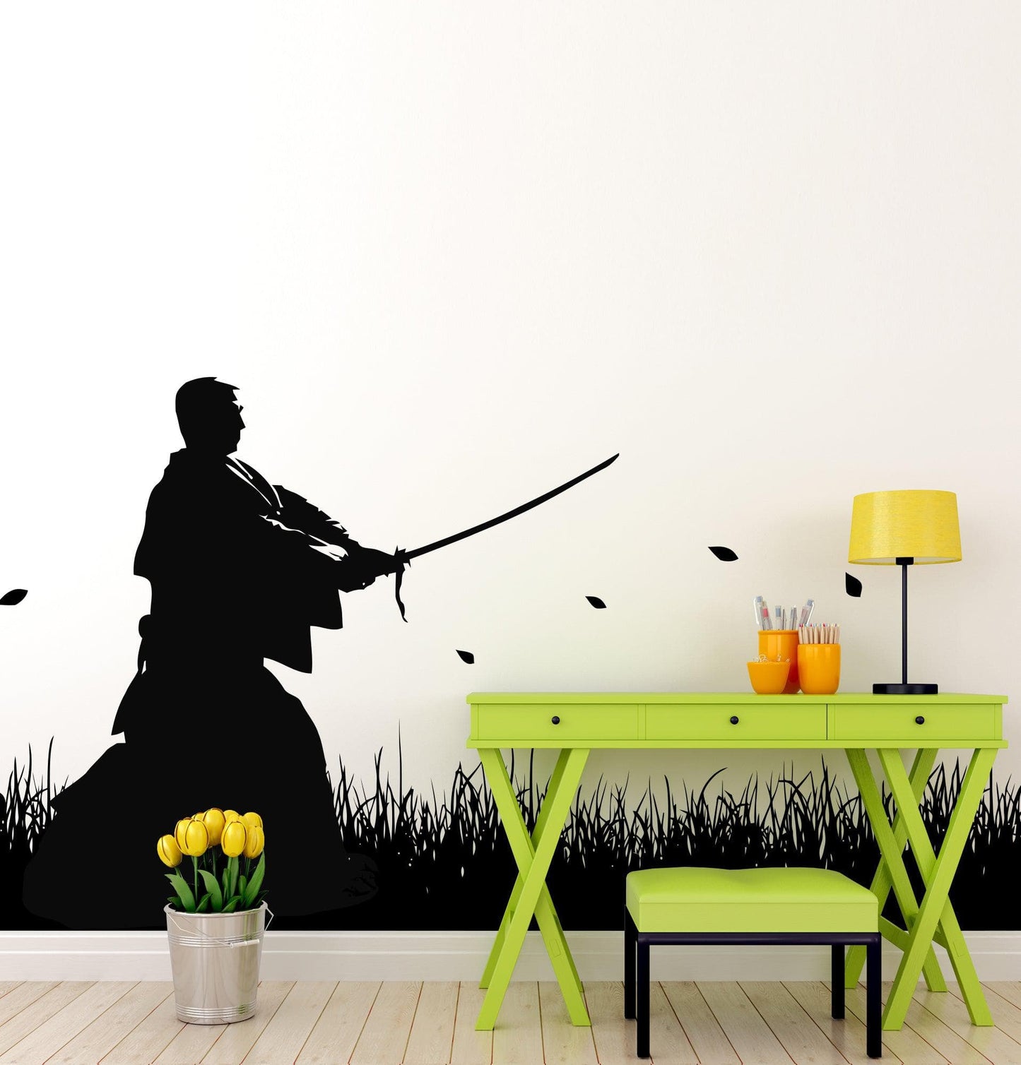 Japanese Ronin Samurai Swordsman in Field Wall Decal.  #525