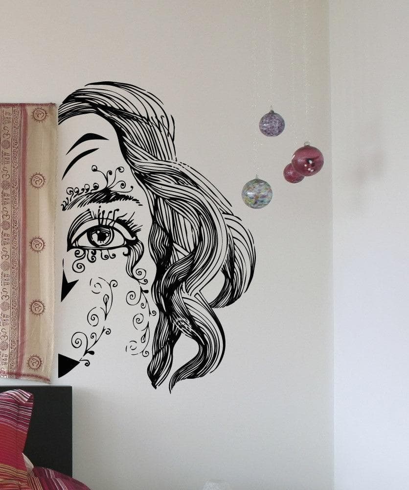 Vinyl Wall Decal Sticker Half Painted Face #5264