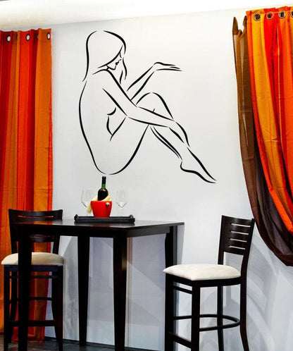 Vinyl Wall Decal Sticker Posing Woman Outline #5289