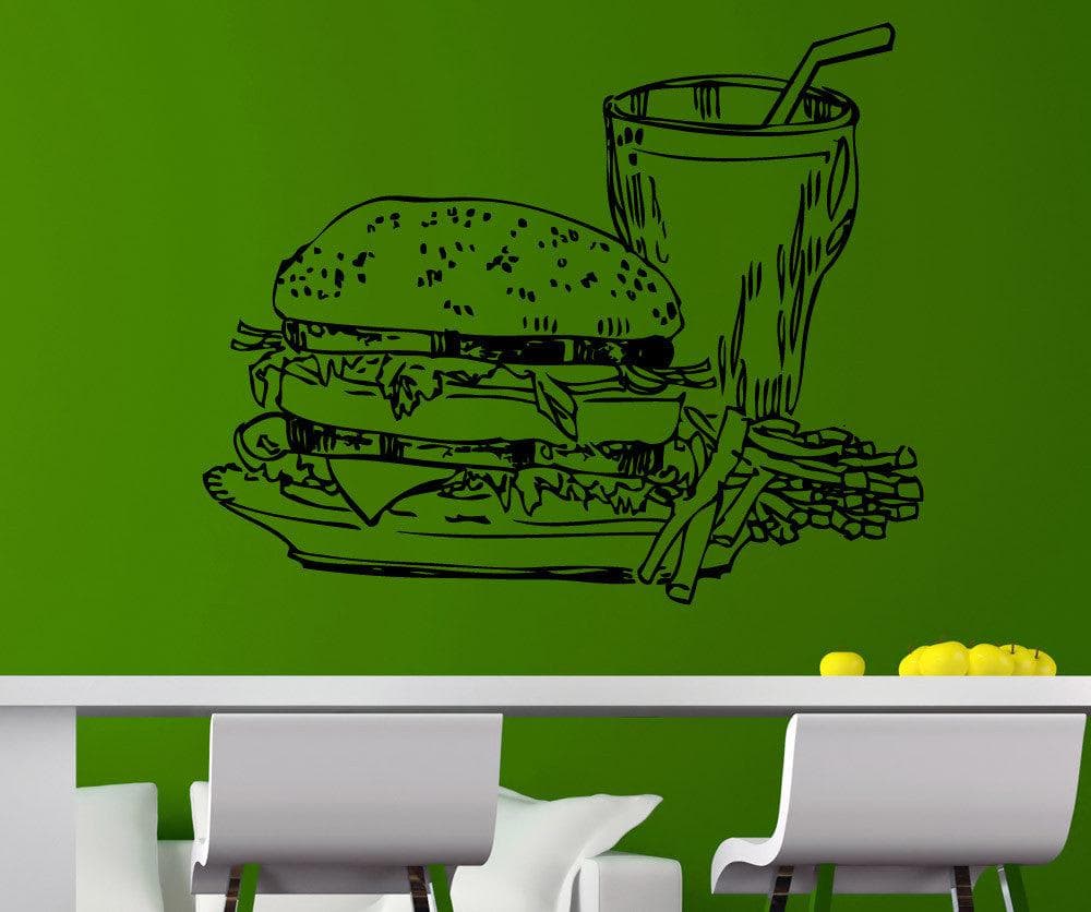 Vinyl Wall Decal Sticker Burger Meal Sketch #5310