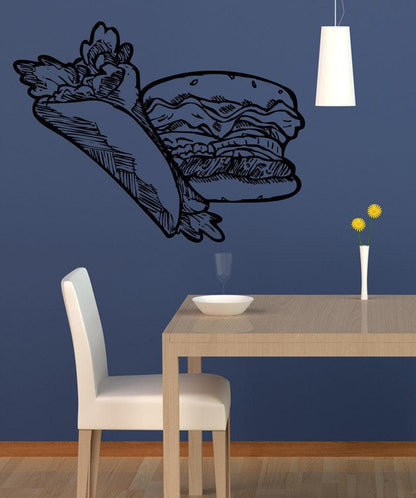 Vinyl Wall Decal Sticker Burger and Burrito #5312