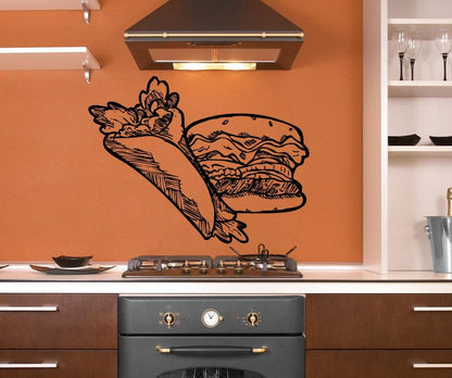 Vinyl Wall Decal Sticker Burger and Burrito #5312