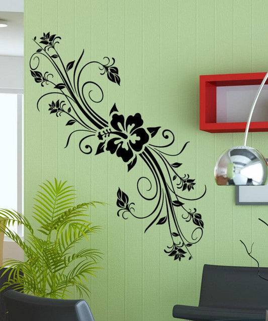 Hibiscus Flower With Vines Wall Decal Sticker. #5323