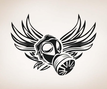 Vinyl Wall Decal Sticker Gas Mask Wings #5334