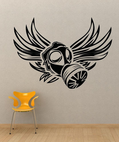 Vinyl Wall Decal Sticker Gas Mask Wings #5334