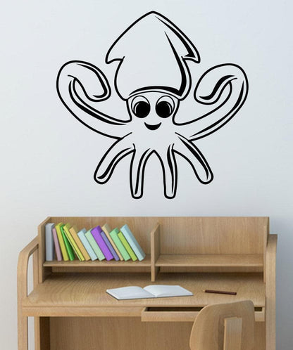 Vinyl Wall Decal Sticker Happy Squid #5339