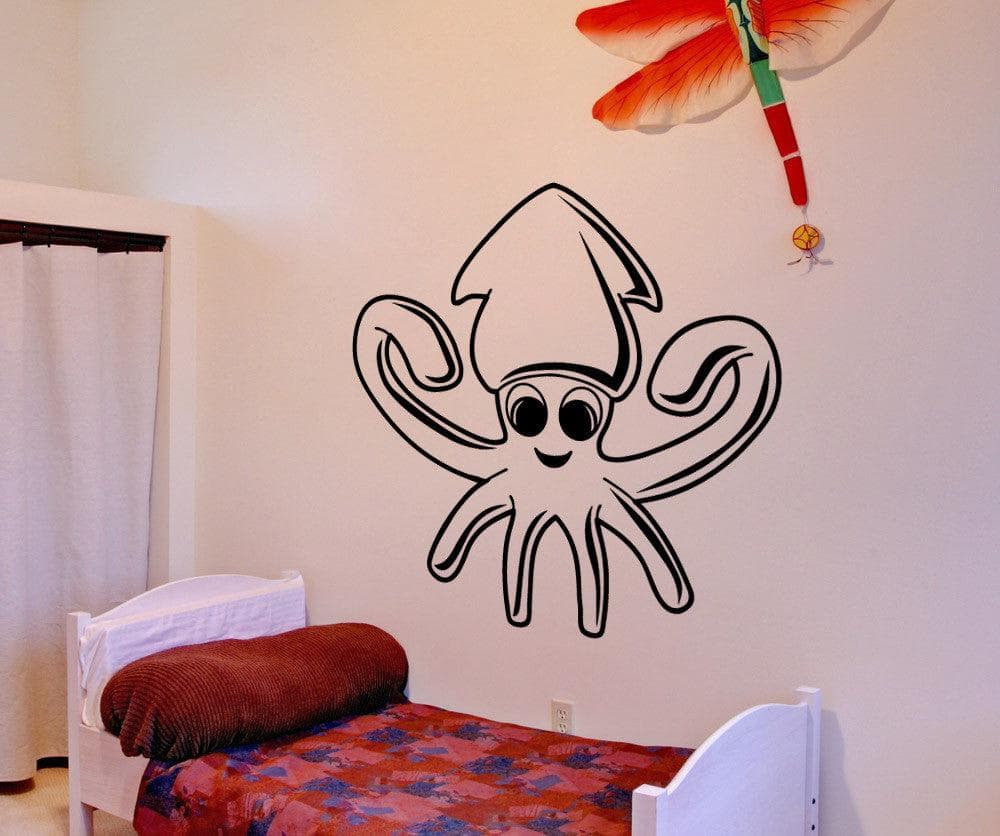 Vinyl Wall Decal Sticker Happy Squid #5339