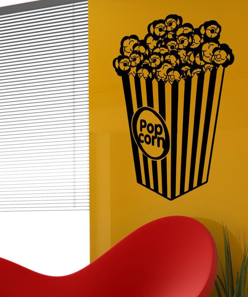 Popcorn Bucket Vinyl Wall Decal Sticker. Home Movie Theater Room Decor. #5346