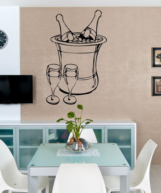 Vinyl Wall Decal Sticker Champagne Bucket #5353