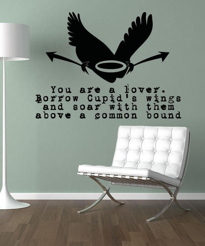 Vinyl Wall Decal Sticker Borrow Cupid's Wings Quote #5375