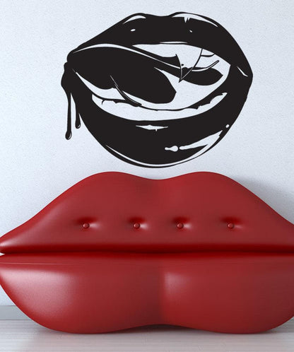 Licking Vampire Lips Vinyl Wall Decal Sticker. #5427