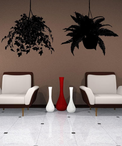 Vinyl Wall Decal Sticker Pair Of Hanging Plants #5428