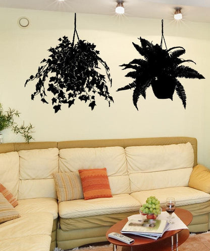 Vinyl Wall Decal Sticker Pair Of Hanging Plants #5428