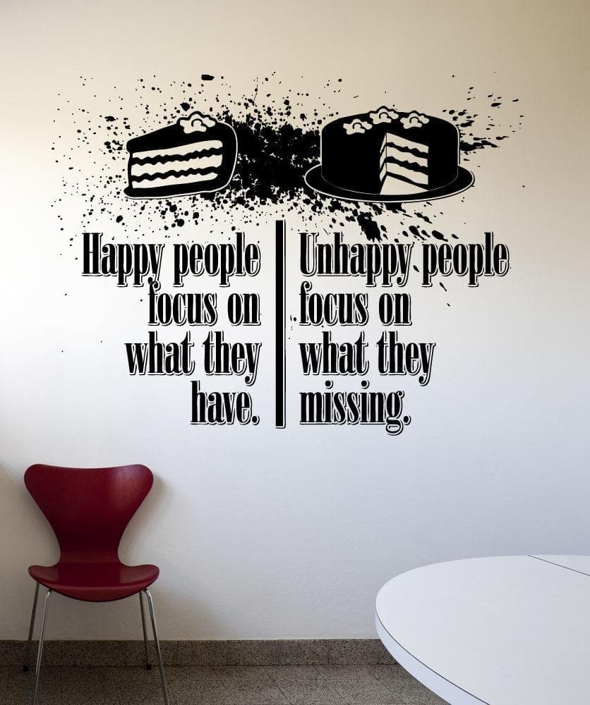 Vinyl Wall Decal Sticker Happy Unhappy People Quote #5434