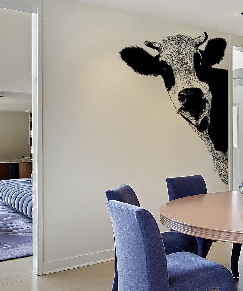 Peeking Cow Wall Decal Sticker for your Kitchen. #5476