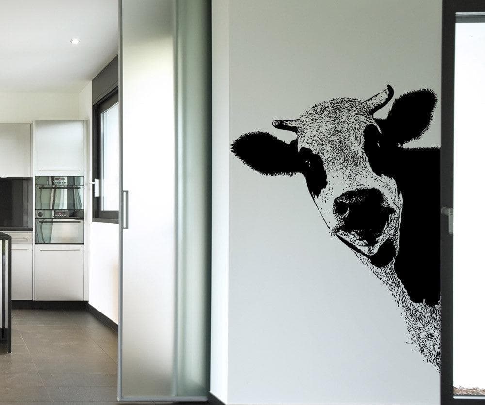 Peeking Cow Wall Decal Sticker for your Kitchen. #5476