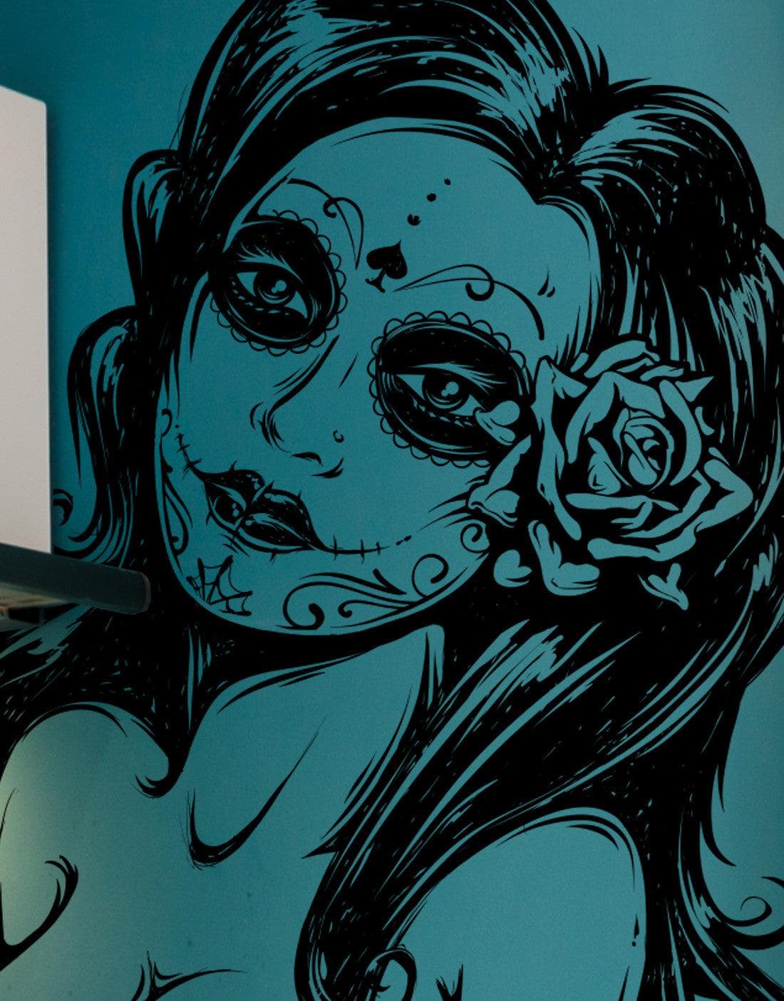 Mexican Day of the Dead Sexy Girl Vinyl Wall Decal Sticker (Dia De Los Muertos)#6021