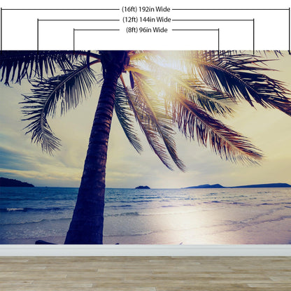 Beach Palm Tree Coastline Sunset Wall Mural #6040