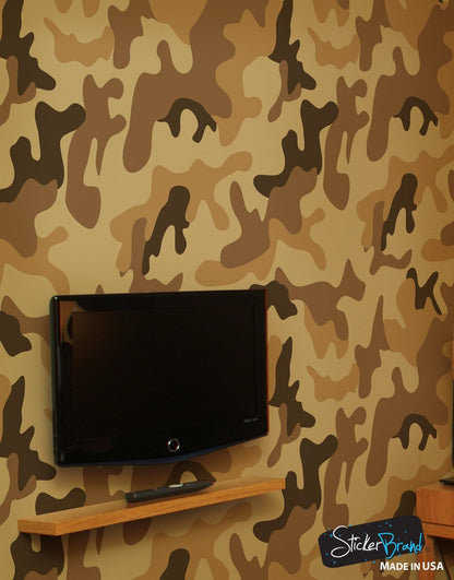 Desert Brown Military Camo Camouflage Wall Mural #6062