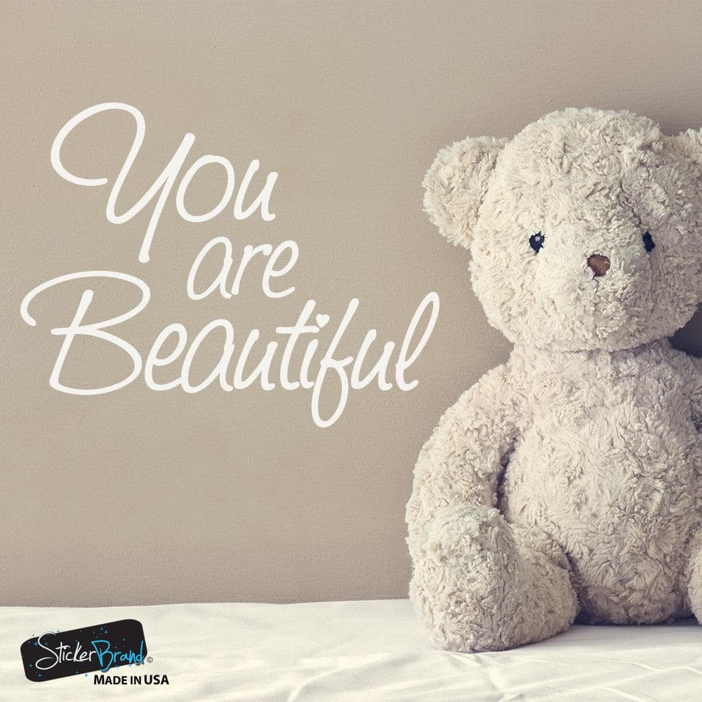 You are Beautiful Vinyl Decal Sticker for Mirrors or walls. Boost your self-esteem with Positive Thinking #6083