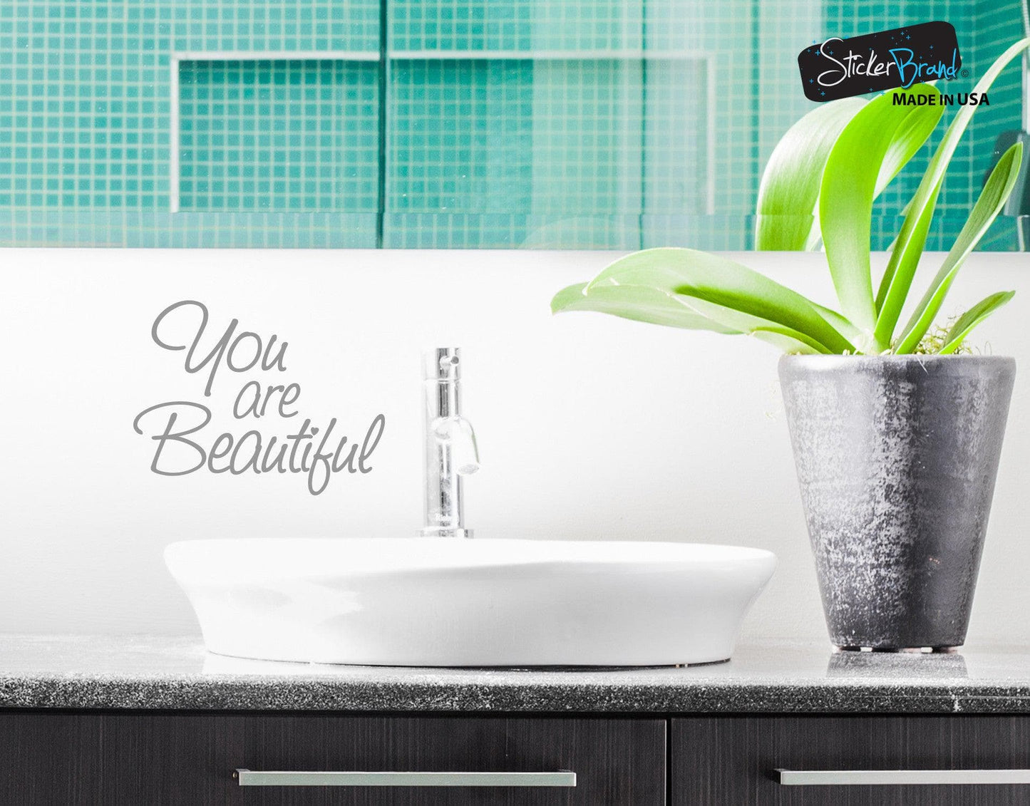 You are Beautiful Vinyl Decal Sticker for Mirrors or walls. Boost