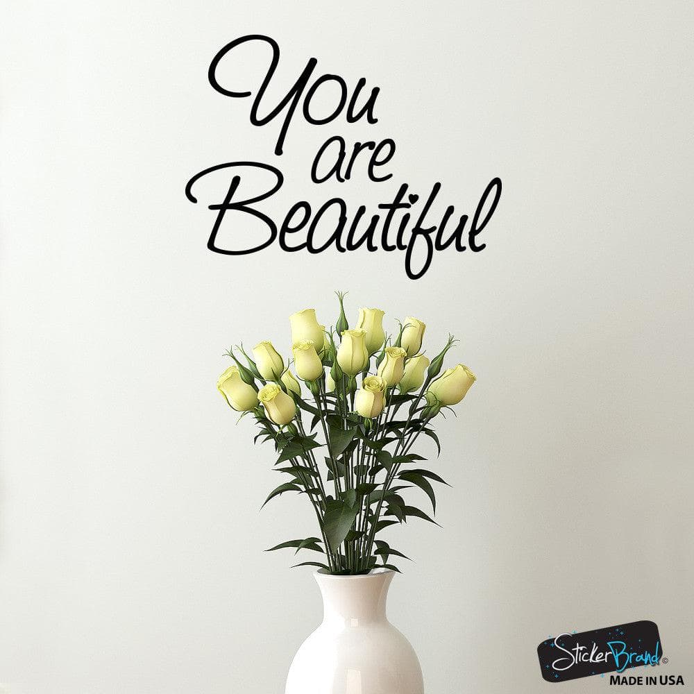 You are Beautiful Vinyl Decal Sticker for Mirrors or walls. Boost your self-esteem with Positive Thinking #6083